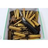 One box containing an assortment of brass shell and bullet cases