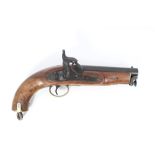 Victorian percussion Coastguard pistol with crowned VR Tower 1855 lock - black finish to lock and