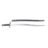 Victorian 1856 pattern Enfield sword bayonet in steel mounted leather scabbard,