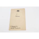 Rare original dinner programme for the Potsdam Conference attendees at 10 Downing Street,