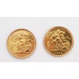 G.B. gold Half Sovereigns - Elizabeth II 1982 (x 2).