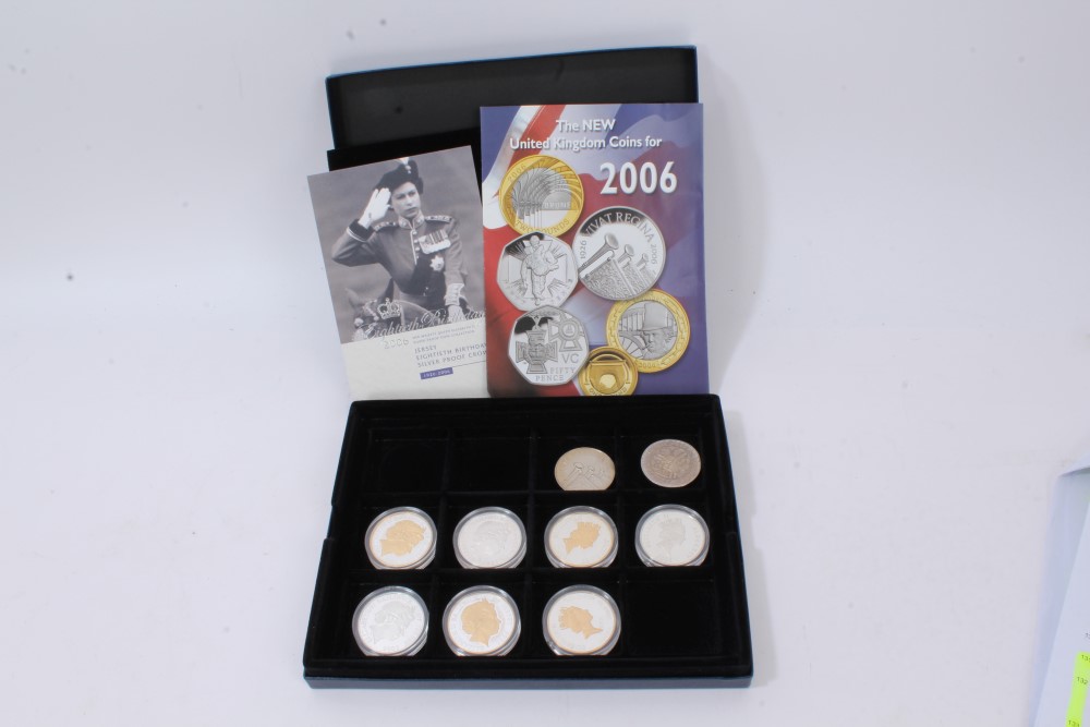 World - The Royal Mint mixed Silver Proof Five Pounds coins - Alderney 2003, 2006, Guernsey 2003,