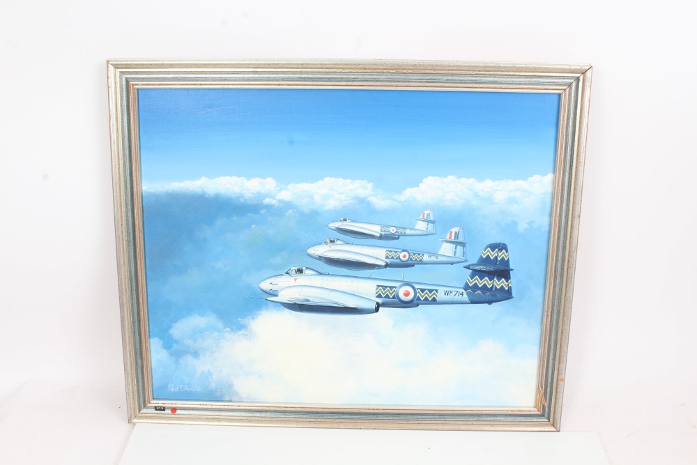 Paul Thurston, oil on canvas - aviation study - 'Three of a Kind',