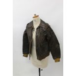 Scarce Second World War American A2 leather flying jacket with bullion work wings badge to left