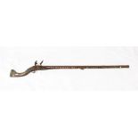 19th century Indian Jezail flintlock musket with East India Company marked lock,