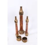 Three brass fire branches / nozzles,