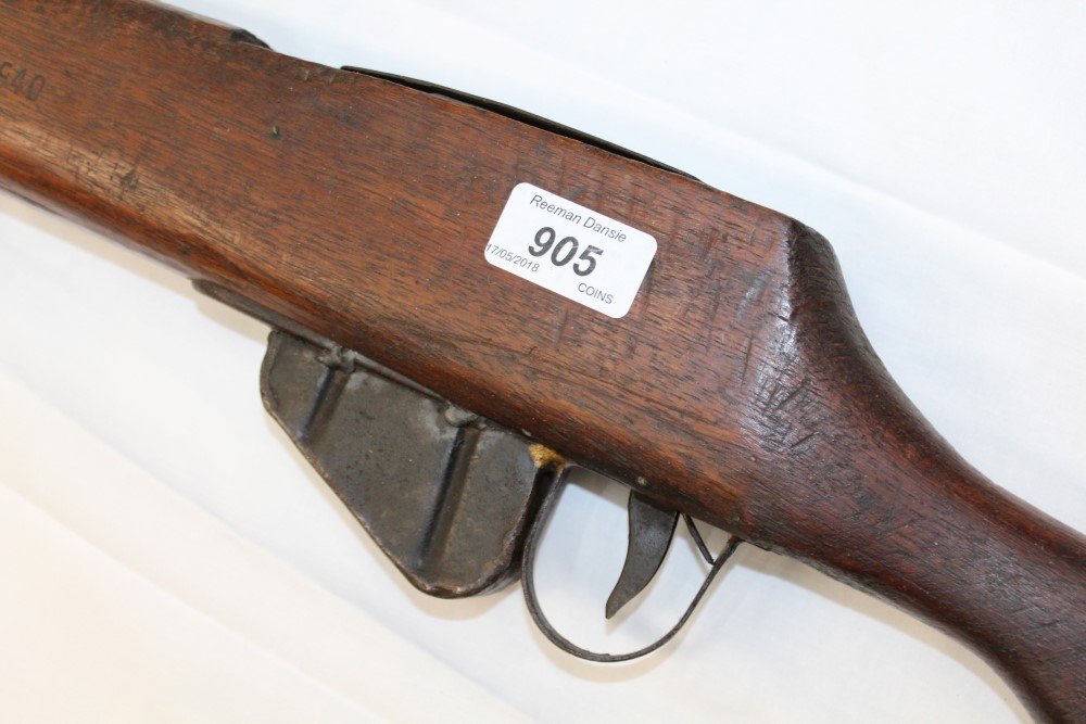 Rare Second World War Home Guard dummy drill rifle with wooden stock and metal mounts - complete - Image 3 of 5