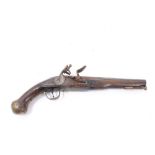 19th century flintlock trade pistol, the lock marked 'Wilson', two-stage barrel with London proofs,