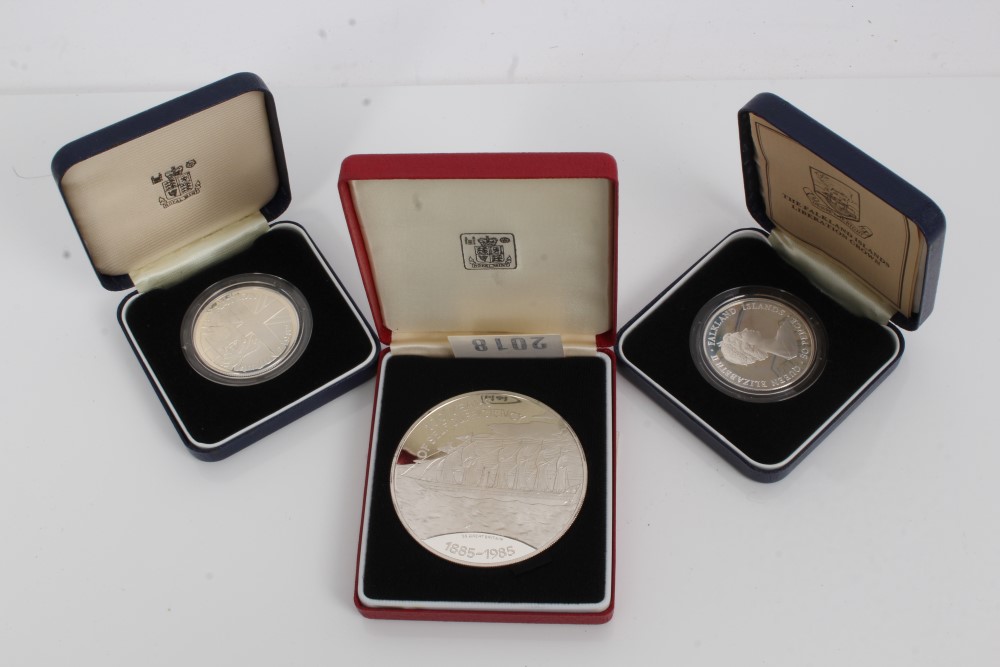 Falklands - The Royal Mint mixed Proof silver coins - to include £25 '100 Years of Self