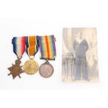 First World War 1914 - 1915 Star trio - comprising 1914 - 1915 Star, War and Victory medals,