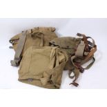 Group of British Military canvas webbing - including chart / map pouch, together with canvas bags,