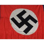 Large Nazi (NSDAP) Party flag, possibly from rally or civic building,