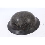 Second World War helmet of fibre or possibly hardened rubber construction - possibly an economy