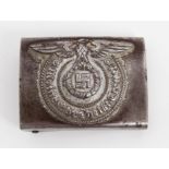 Nazi SS belt buckle 'Meine ehre heißt treue' - traces of later silver paint visible