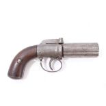 Victorian percussion pepper-box revolver with six shots, Birmingham proofs,