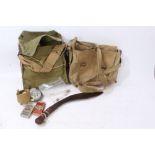 Group of mixed militaria - to include canvas webbing gas mask bag, kukri,