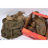 Group of British Military canvas webbing - to include map case, straps,