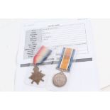 First World War casualty pair - comprising 1914 - 1915 Star and War medal, named to 3327 PTE. J. B.