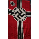 Second World War Nazi Reichskriegs battle flag, with printed naming on edge, 170cm x 106.