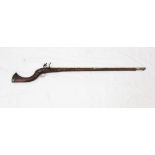 19th century Arab flintlock Jezail musket with engraved sidelock,