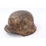 Second World War Nazi M35 pattern 'Double Ducal' helmet with sand-colour 'Afrika Korps' camouflage