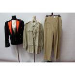 Vintage military mess dress - navy with red cropped jacket, waistcoat and trousers,