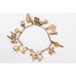 Gold (9ct) charm bracelet with various gold (9ct) charms CONDITION REPORT Total