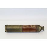 19th century three-draw brass telescope with wooden cover,