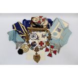Selection of Masonic regalia - including aprons,
