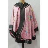 Chinese robe - late 19th / early 20th century ladies' short robe in pink silk brocade with