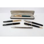 Vintage pens - including two rolled gold Parker fountain pens, another Parker pen,