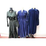 Ladies' 1950s Horrockses tea dress - blue and black needle cord,