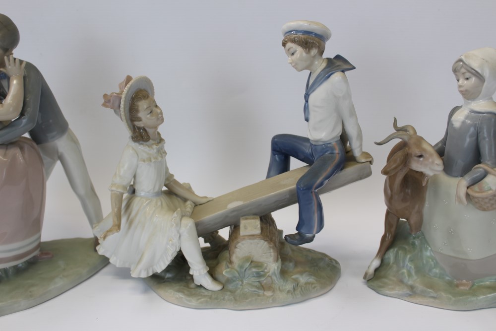 Three Lladro porcelain figures - Boy and girl on see-saw, - Image 3 of 6