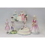 Five Royal Doulton figures - The Love Letter HN2149, Daydreams HN1731, Columbine HN2185,