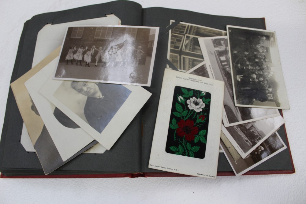 Postcards in album - including real photographic circa 1920s Mowbray infant children dancing with - Image 10 of 10