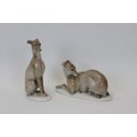 Two good quality Rosenthal hand-painted models of whippets or greyhounds CONDITION REPORT