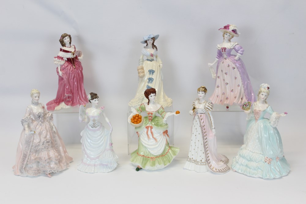 Set of eight Coalport limited edition Femmes Fatales figures - Marie Antoinette, Empress Josephine,