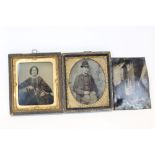 Unusual daguerreotype of a family group outside a cottage and two others (3)