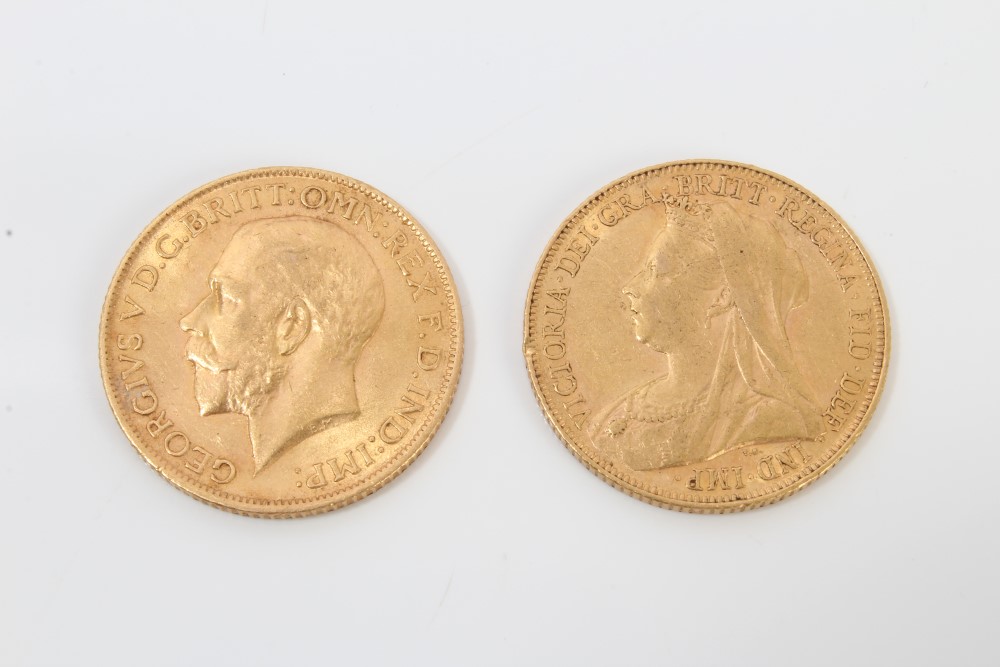 Two gold Sovereigns - 1901 and 1912 CONDITION REPORT Total gross weight 16 grams - Image 2 of 2
