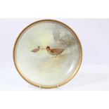 Good quality Royal Doulton cabinet plate with gilt rim and hand-painted decoration depicting two