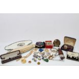 Vintage costume jewellery, wristwatches, Stratton powder compact,