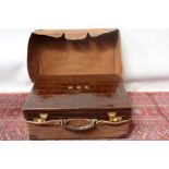 Edwardian Drew & Son Piccadilly, London, crocodile skin case with canvas protective case,