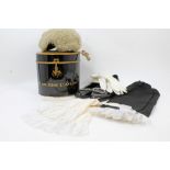 Judicial clothing and accessories - including Judge's wig in lacquered black and gold tin