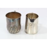 Victorian silver christening mug of cylindrical half-fluted form,