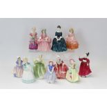 Eleven Royal Doulton figures - Rose HN1368, Bo-Peep HN1811, Stayed at Home HN2207,