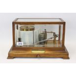 Edwardian barograph in an oak case with separate chart drawer, by J. H.