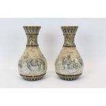 Pair of Victorian Doulton Lambeth vases by Hannah Barlow,