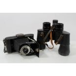 Pair Ross Spectaross 8x40 binoculars in a leather case,