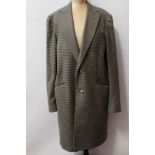 Gentlemen's black and cream dogtooth cashmere overcoat by Etro Milano, with paisley silk lining,