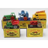 Matchbox Moko Lesney boxed selection - no. 4 Tractor, no. 42 Evening News Van, no.